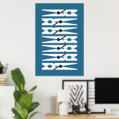 Navy  Clothes Pins Graphic Laundry Room Poster (Thuiskantoor)