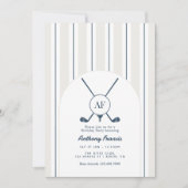 Navy & Cloud Dancer Monogram Preppy Golf Verjaarda Kaart (Voorkant)