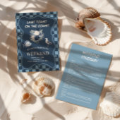 Navy Coastal Floral and Checkered Zee Bachelorette Kaart