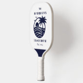 Navy Coastal Nautical Palm Tree Family Beach House Pickleball Paddle (Links)