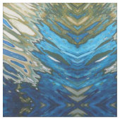 Navy Cobalt Olive Green & Cream Ikat Boho Fabric Stof (Close Up)