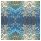 Navy Cobalt Olive Green & Cream Ikat Boho Fabric Stof (Swatch)