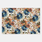 Navy & Coffee Peony Late Season Garden Inpakpapier Vel (Voorkant 3)