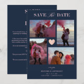 Navy Collage Wedding Pink Heart 4 Photos Covid19 (Voorkant / Achterkant)