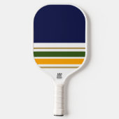 Navy Color Block Donkergroen geel Racing Stripes Pickleball Paddle (Achterkant)