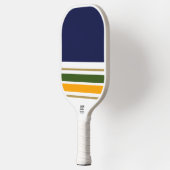 Navy Color Block Donkergroen geel Racing Stripes Pickleball Paddle (Links)