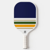 Navy Color Block Donkergroen geel Racing Stripes Pickleball Paddle (Voorkant)