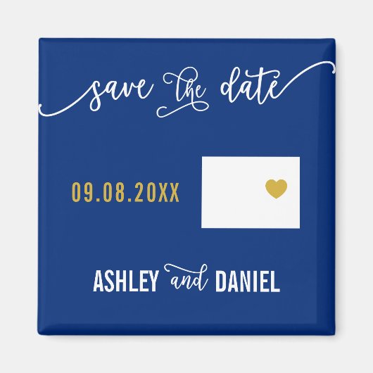 Navy Colorado Wedding Save the Date Map Magneet (Voorkant)