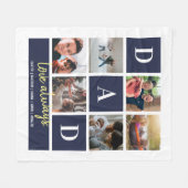 Navy Colorblock Dad Family Photo Collage Fleece Deken (Voorkant (Horizontaal))