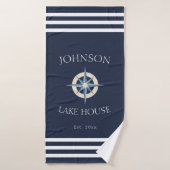 Navy Compass Rose Lake House Badhanddoek (Badhanddoek)