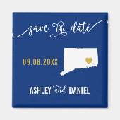 Navy Connecticut Wedding Save the Date Map Magneet (Voorkant)