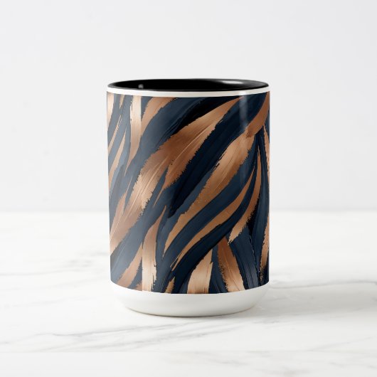 Navy Copper Abstracte Brush Mok (Center)