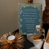 Navy Copper en Green Paisley Peacock Wedding Kaart