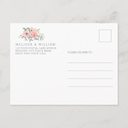 Navy Copper Geometrische Waterverf Bloemenbruiloft Uitnodiging Briefkaart (Achterkant)