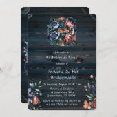 Navy & Copper Peony Wood Bruidsmeisjes Luncheon Kaart (Voorkant / Achterkant)