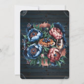 Navy & Copper Peony Wood Bruidsmeisjes Luncheon Kaart (Achterkant)