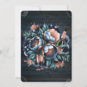 Navy & Copper Peony Wood Brunch en Bubbly Kaart (Achterkant)