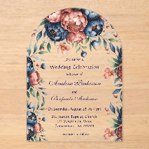 Navy & Copper Peony Wood Huwelijksfeest
