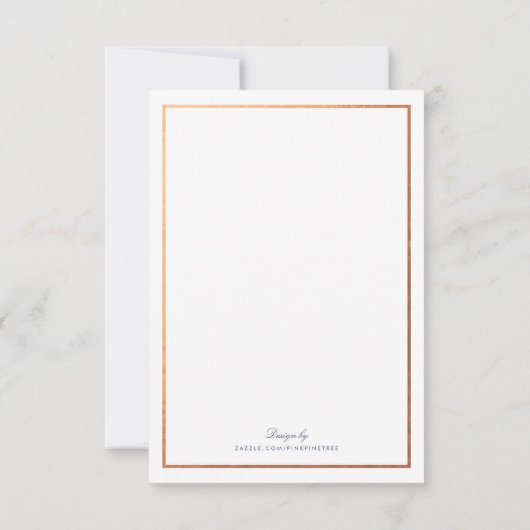 Navy Copper Winter Trees Avenue Wedding RSVP Kaart (Achterkant)