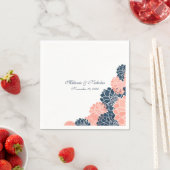 Navy Coral Dahlias bruiloft of vrijgezellenfeest s Servet (Insitu)