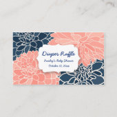 Navy Coral Dahlias luier verloting tickets - 2 kan Informatiekaartje (Achterkant)