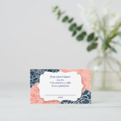 Navy Coral Dahlias luier verloting tickets - 2 kan Informatiekaartje (Staand voorkant)