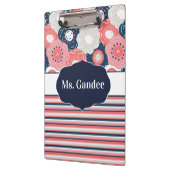 Navy Coral Floral en Stripes Boho gepersonaliseerd Klembord (Links)