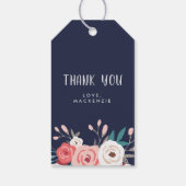 Navy & Coral Floral Persoonlijk Dank u Cadeaulabel (Achterkant)