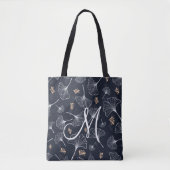 Navy Coral Ginkgo Monogram Canvas tas (Voorkant)