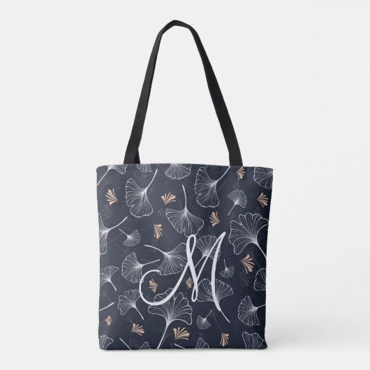 Navy Coral Ginkgo Monogram Canvas tas (Achterkant)