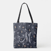 Navy Coral Ginkgo Monogram Tote Tas (Achterkant)