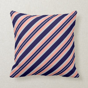 Navy Coral Stripes Kussen