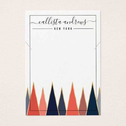 Navy Coral Triangles Geo Ketting Display Kaart (Voorkant)