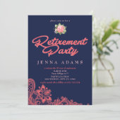 Navy & Coral, Uitnodigingen van de Pensioenpartij (Staand voorkant)