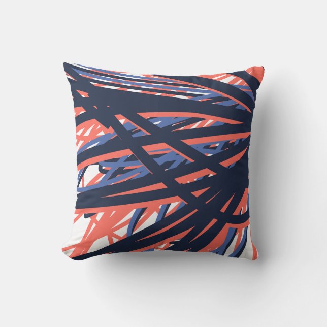 Navy Coral White, Abstract omkeerbaar Sierkussen (Voorkant)
