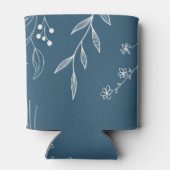 Navy Corner Floral Boho Wedding Can Cooler (Achterkant)