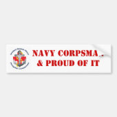 NAVY CORPSMAN & PROUD OF IT BUMPERSTICKER (Voorkant)