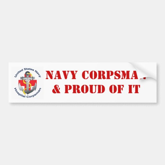 NAVY CORPSMAN & PROUD OF IT BUMPERSTICKER (Voorkant)