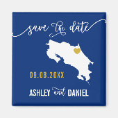 Navy Costa Rica Wedding Save the Date Map Magneet (Voorkant)
