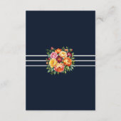 Navy Cream Bloemen Trouwdetails Behuizing Kaart (Achterkant)