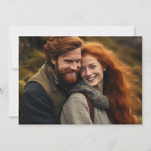 Navy & Cream  Bloemkam Monogram Foto Save The Date (Achterkant)