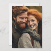 Navy & Cream Bloemkam Monogram Foto Save The Date (Achterkant)