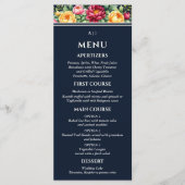 Navy Cream Bourgogne Zomer Bloemen Huwelijk Menu (Voorkant)