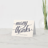 Navy & Cream Calligrafie Gepersonaliseerd Dank u Bedankkaart (Voorkant)