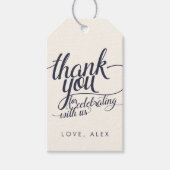 Navy & Cream Calligrafie Hartelijk dank voor de vo Cadeaulabel (Voorkant)