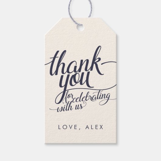 Navy & Cream Calligrafie Hartelijk dank voor de vo Cadeaulabel (Voorkant)