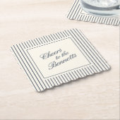 Navy & Cream Classic Script Wedding Kartonnen Onderzetters (Gebogen)