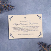 Navy & Cream Cross Greenery Verdieping Dank u Bedankkaart