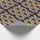 Navy Cream Damask Bows Cadeaupapier (Hoek)