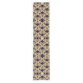 Navy Cream Damask Bows Korte Tafelloper (Voorkant)